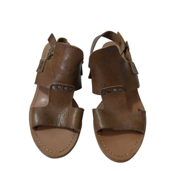 Barbara Barbieri Sandals Womens 6 Brown Leather Heel Open Toe Ankle Strap - Picture 2 of 10